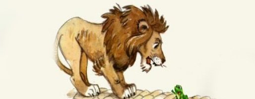 Лягушка и лев — Толстой Л.Н. Басня про трусливого льва.